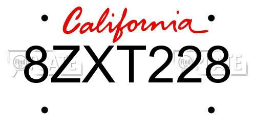 8ZXT228 California License Plate