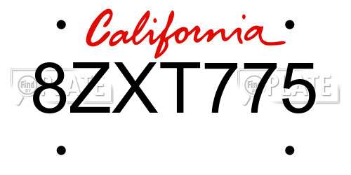 8ZXT775 California License Plate