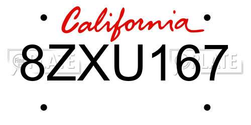 8ZXU167 California License Plate