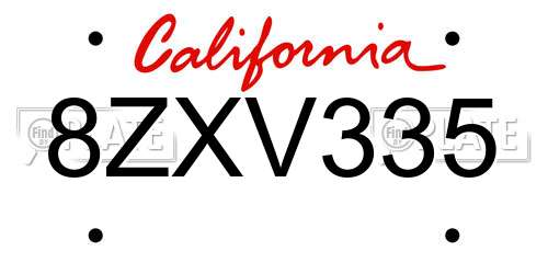 8ZXV335 California License Plate