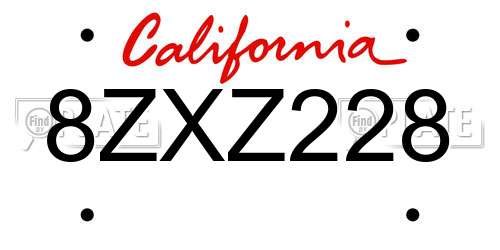 8ZXZ228 California License Plate