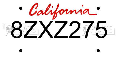 8ZXZ275 California License Plate