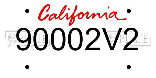 90002V2 California License Plate