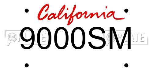 9000SM California License Plate
