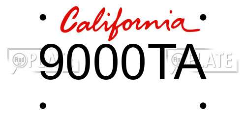 9000TA California License Plate