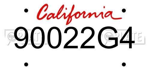 90022G4 California License Plate