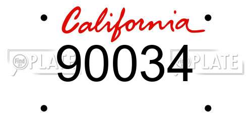 90034 California License Plate