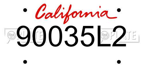 90035L2 California License Plate