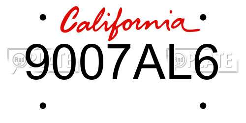 9007AL6 California License Plate