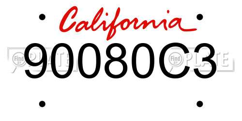 90080C3 California License Plate