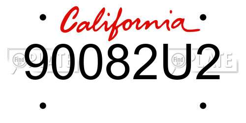 90082U2 California License Plate