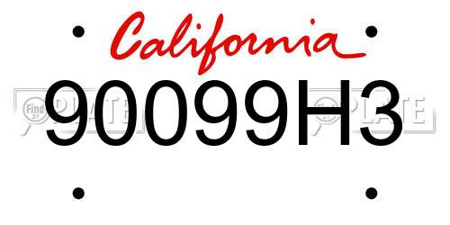 90099H3 California License Plate