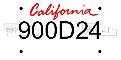 900D24 California License Plate