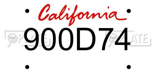 900D74 California License Plate