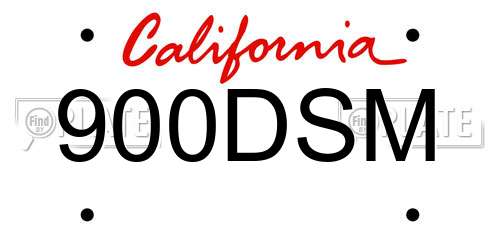 900DSM California License Plate