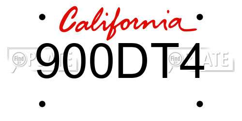 900DT4 California License Plate