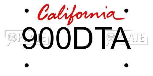 900DTA California License Plate