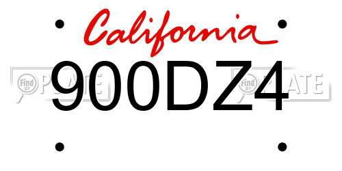 900DZ4 California License Plate