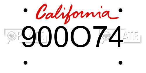 900O74 California License Plate