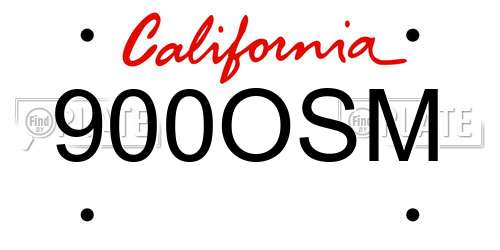 900OSM California License Plate
