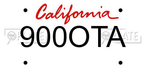 900OTA California License Plate