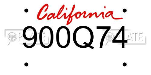 900Q74 California License Plate