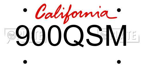 900QSM California License Plate