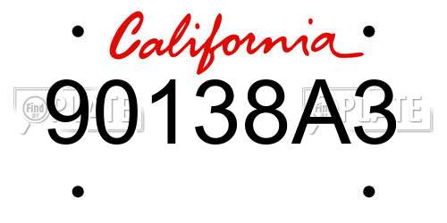 90138A3 California License Plate
