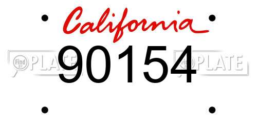 90154 California License Plate