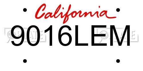9016LEM California License Plate