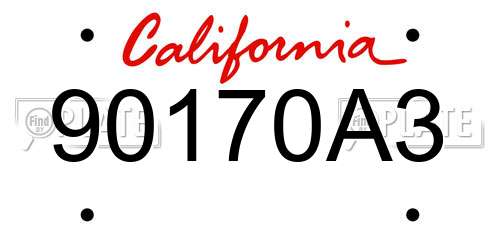 90170A3 California License Plate