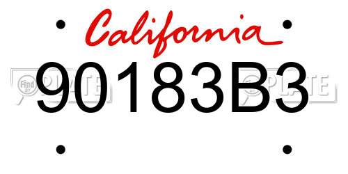 90183B3 California License Plate
