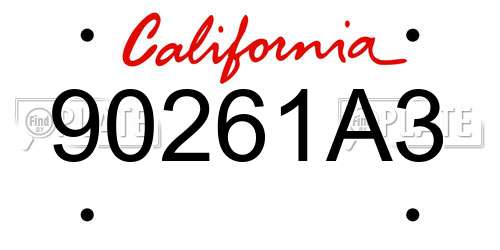 90261A3 California License Plate
