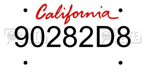 90282D8 California License Plate