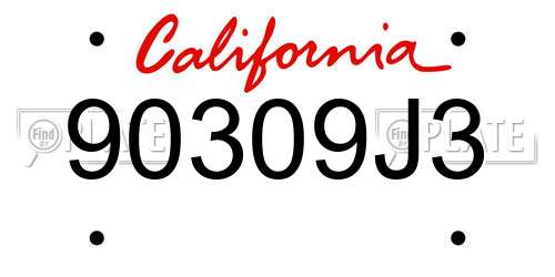 90309J3 California License Plate