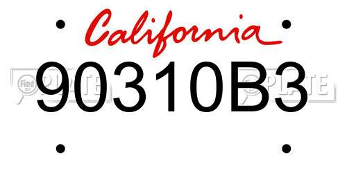 90310B3 California License Plate