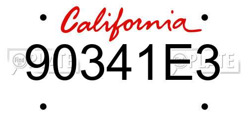 90341E3 California License Plate