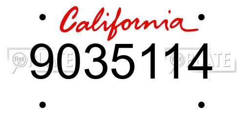 9035114 California License Plate