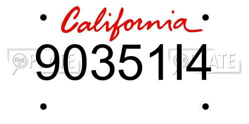 90351I4 California License Plate