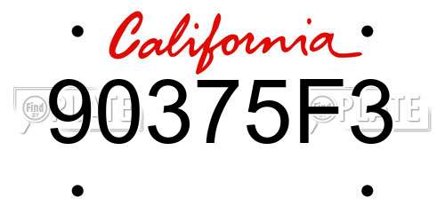 90375F3 California License Plate