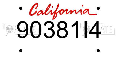 90381I4 California License Plate