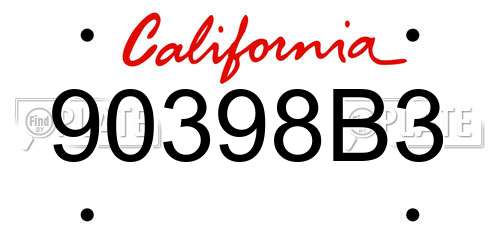 90398B3 California License Plate