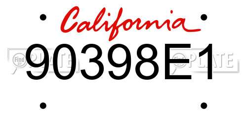 90398E1 California License Plate