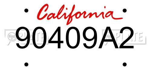 90409A2 California License Plate