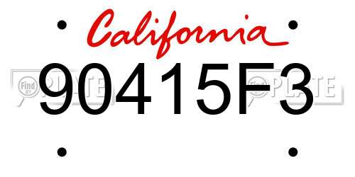 90415F3 California License Plate