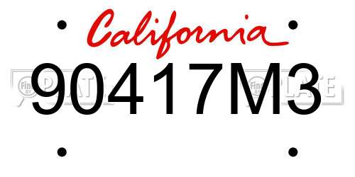 90417M3 California License Plate
