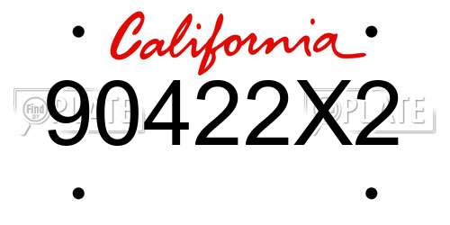 90422X2 California License Plate