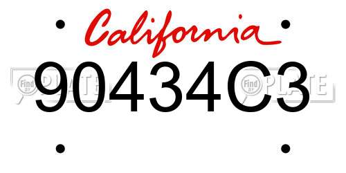 90434C3 California License Plate