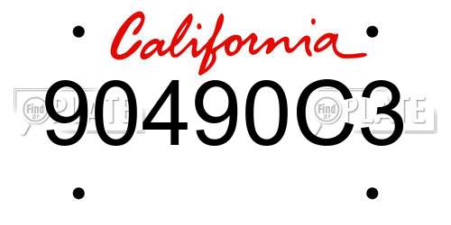 90490C3 California License Plate