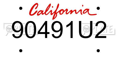 90491U2 California License Plate